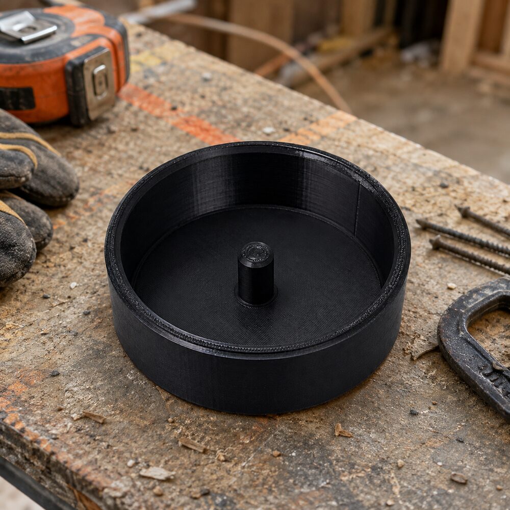 Inside of the DISC GUARD case showing the center post